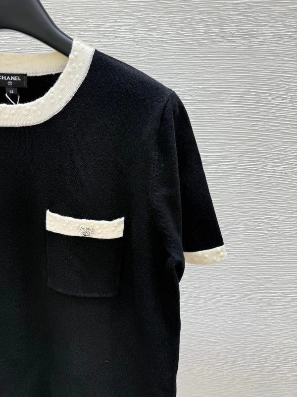 CC SHORT-SLEEVE CREW NECK KNIT TOP 267987