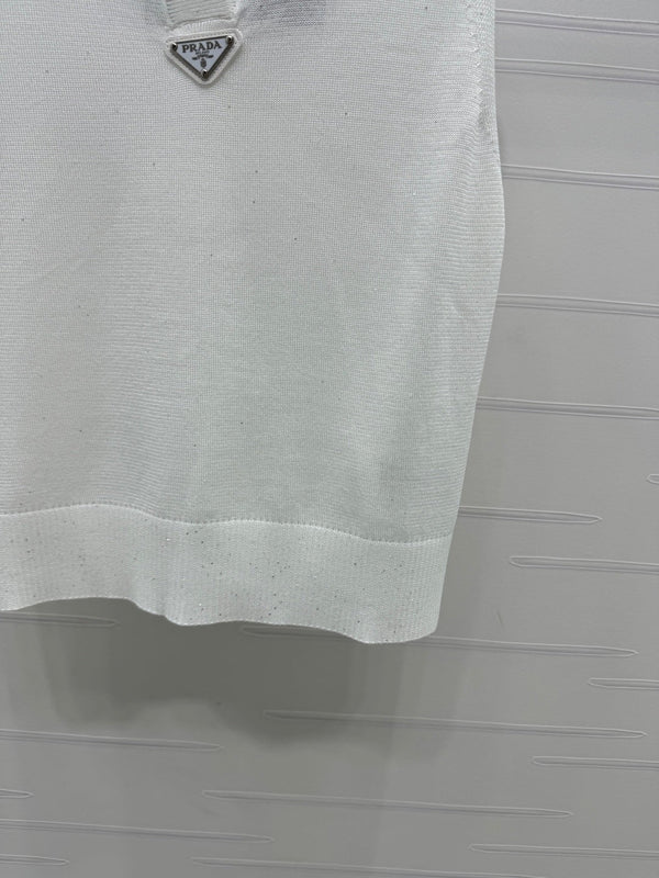 PRADA SEQUIN-EMBELLISHED V-NECK KNIT TANK BLAZER 274810