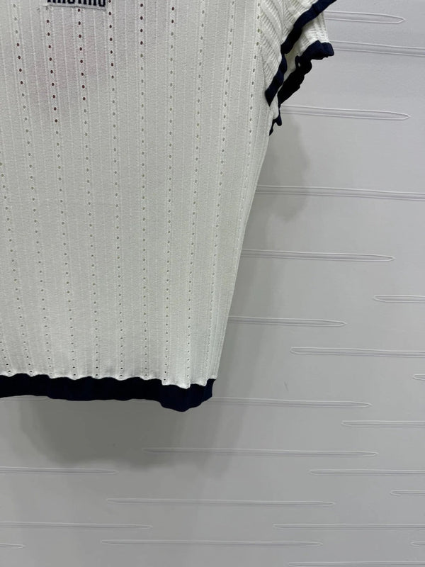 MIUMIU TOP A MANICHE CORTE CON COLLO ALLA PETER PAN 274825