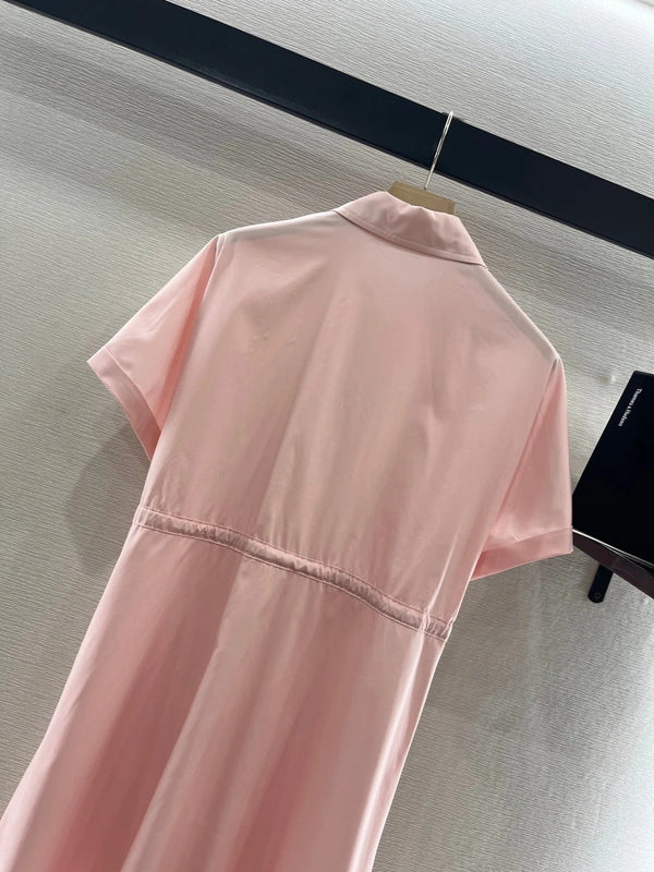 MIUMIU LIGHT PINK DRESS WITH DRAWSTRING WAIST