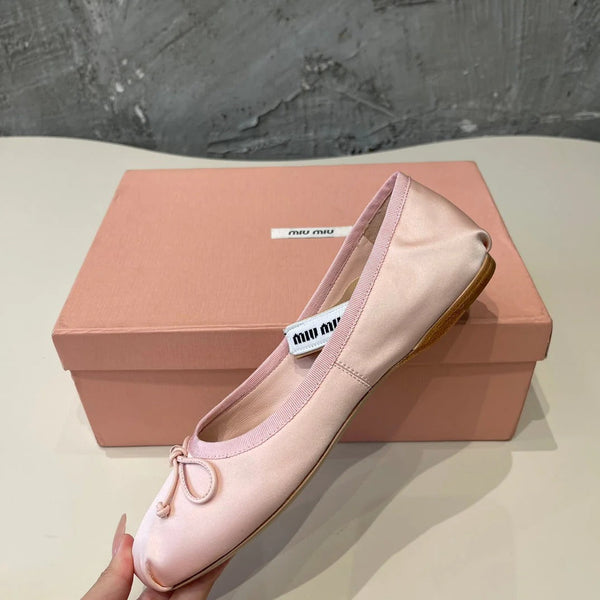 BALLET FLAT SHOES LIGHT PINK COLOR GLOSSY SHEEPSKIN