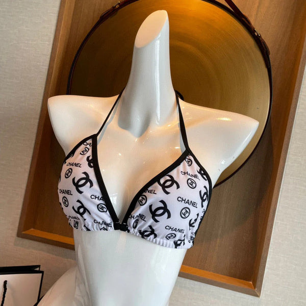 BIKINI SWIMSUIT IN WHITE AND BLACK LOGO PRINTED 627826