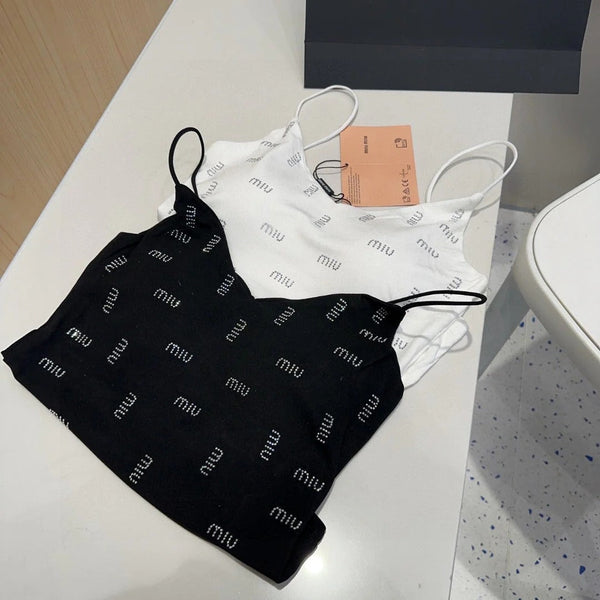 TOP CAMI 640628 IN MAGLIA DI COTONE BIANCO A COSTINE