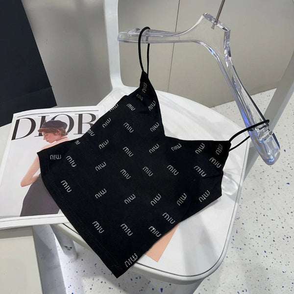 TOP CAMI 640627 IN MAGLIA DI COTONE A COSTINE NERO