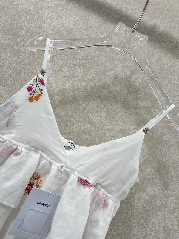 CHANEL RUFFLED SPAGHETTI STRAP TOP 272286