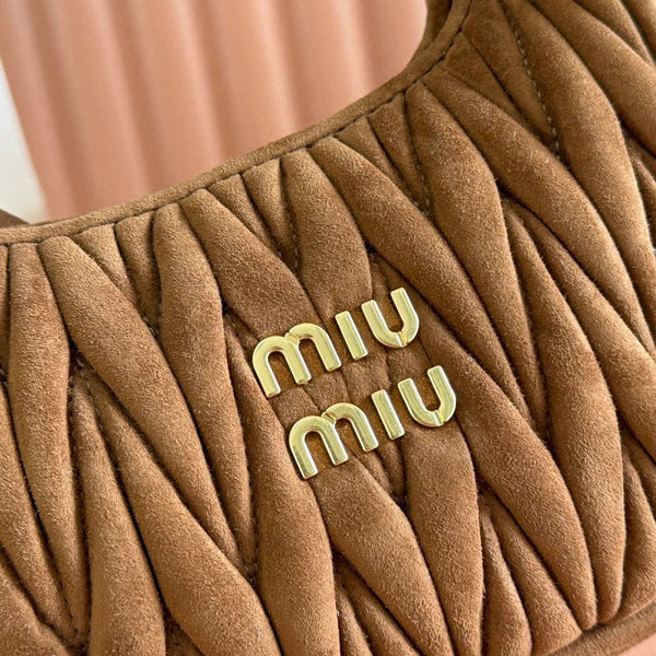 MIU MIU SUEDE HANDBAG 23 DARK BROWN