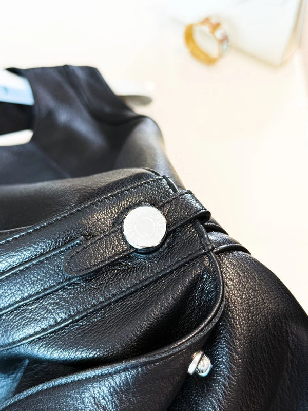 HERMES 25S LEATHER-BUCKLE WAIST VEST DRESS 120