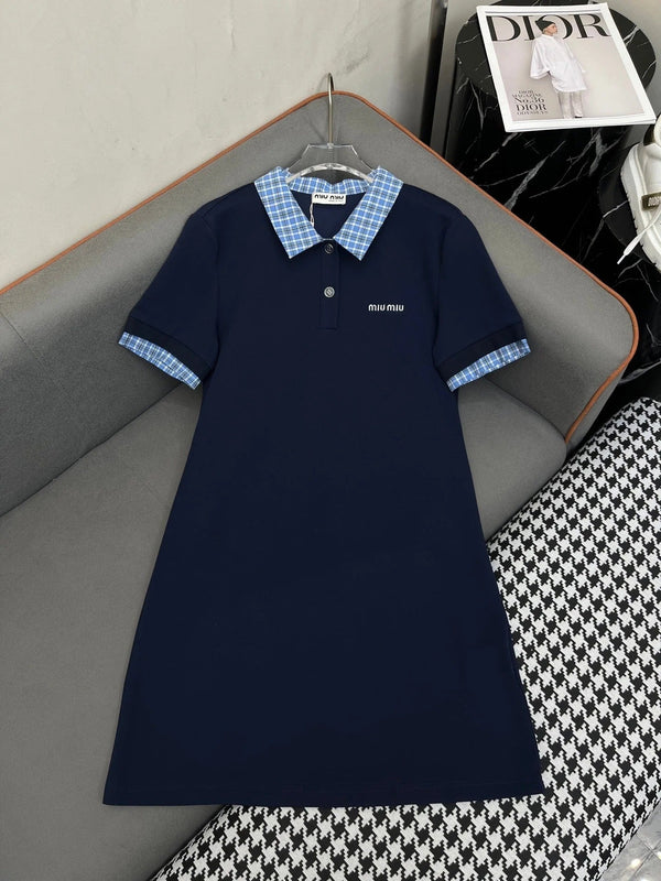 POLO SHIFT DRESS PLAID DESIGN PIQUÉ COTTON 266701