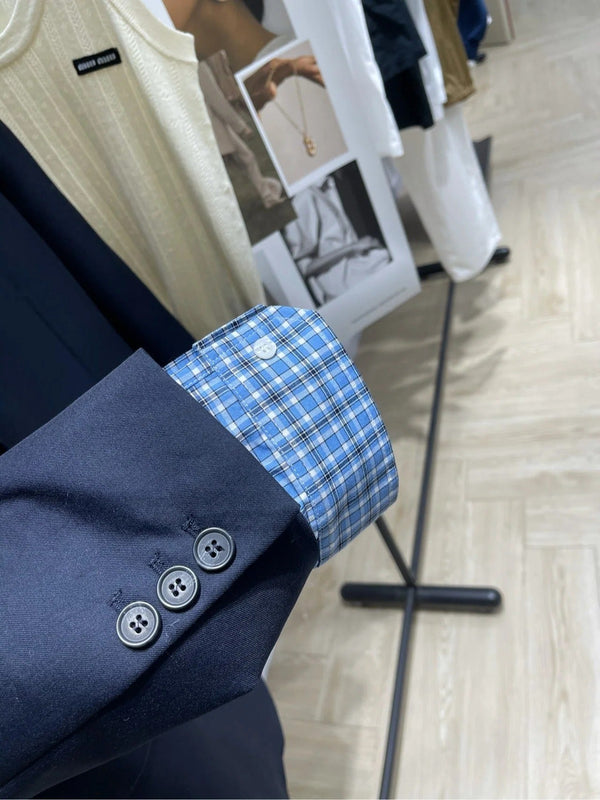 MIUMIU NAVY CHECKED SUIT 224381