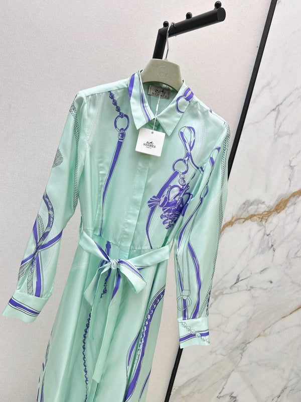 HERMES 25S LONG SILK DRESS 022