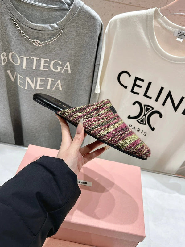 KNITTED MULES IN COLORFUL WOOL