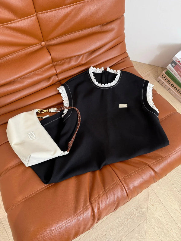 LACE-EMBROIDERED 25S BROAD-SHOULDER DRESS 265767