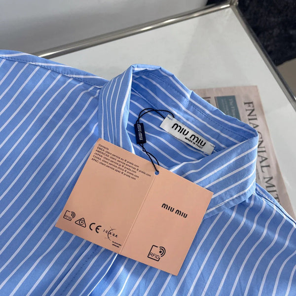 STRIPED SHORT-SLEEVE SHIRT DRESS IN COTTON 265843