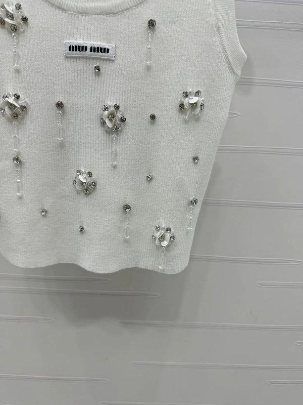 MIUMIU EMBELLISHED KNIT TOP 269491