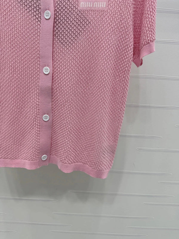 MIU 25S SHORT SLEEVE ROUND NECK CARDIGAN 264270