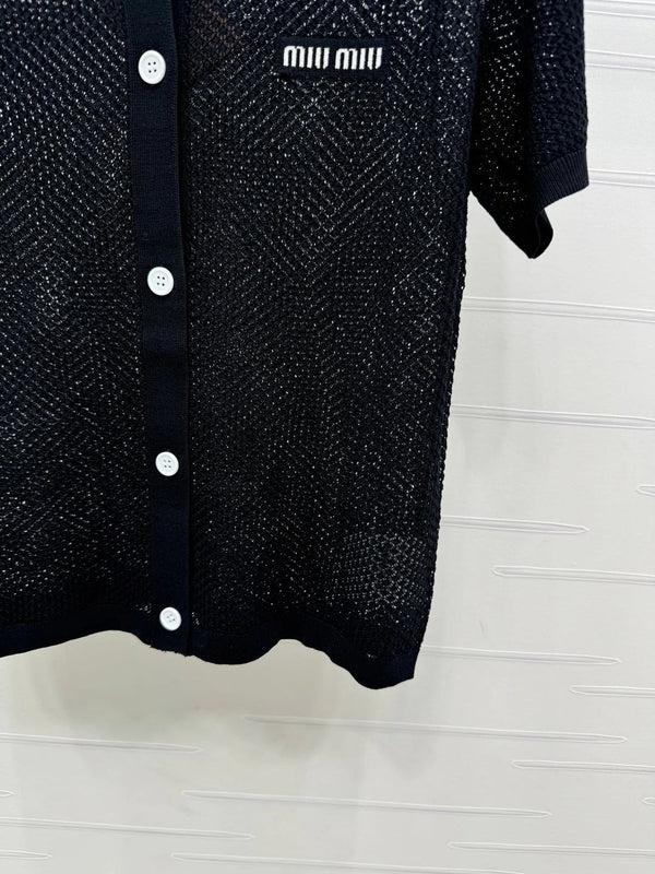 MIU 25S SHORT SLEEVE ROUND NECK CARDIGAN 264269