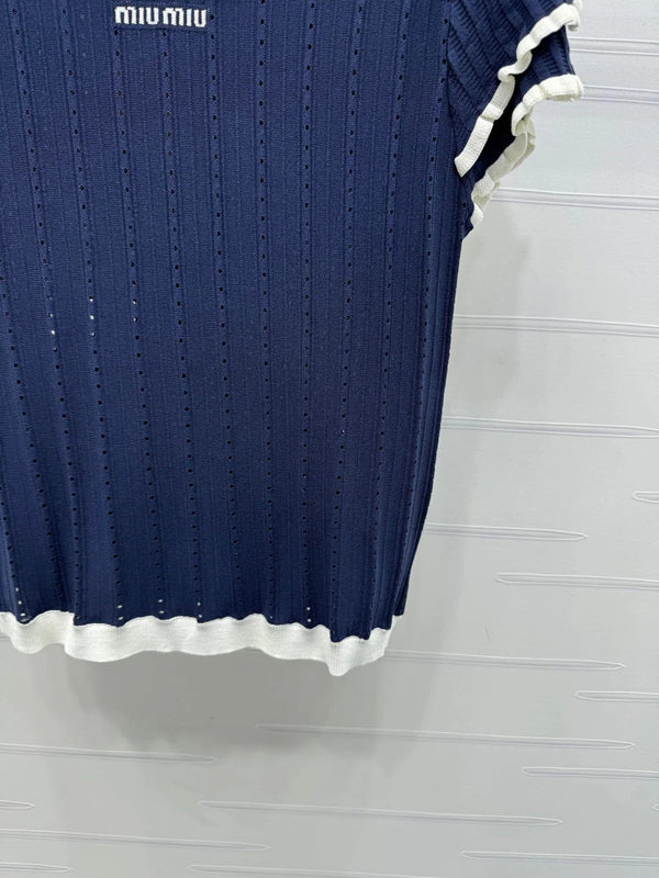 MIUMIU TOP A MANICHE CORTE CON COLLO PETER PAN 274827