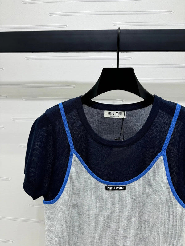 MIU 25S 2 PIECE KNITTED TOP WITH STRAPS 264131