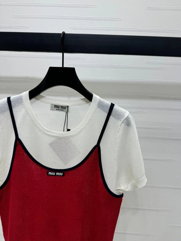 MIU 25S TOP IN MAGLIA 2 PEZZI CON SPALLINE 264130