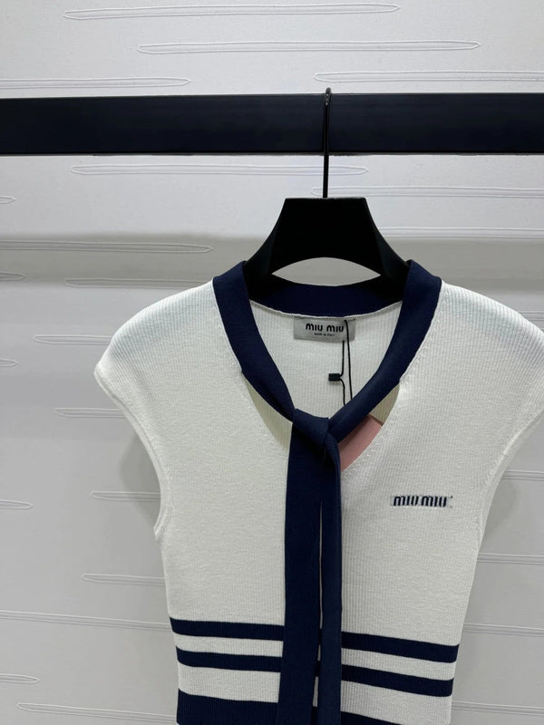 MIU 25S ICE STRIPE KNIT VEST 264114