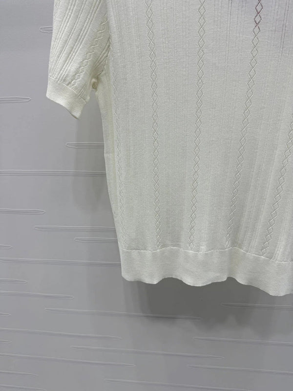 MIU 25S RHINESTONE COLLAR T-SHIRT 264095