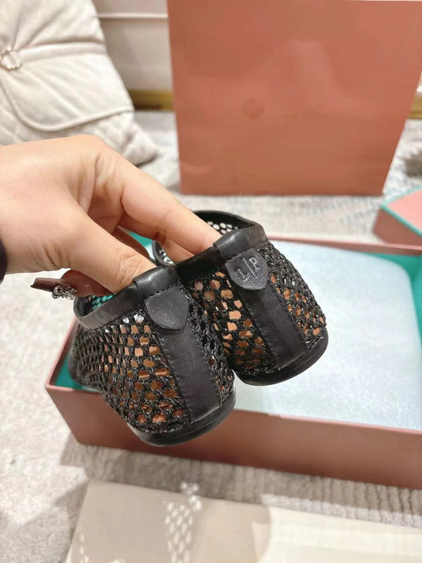 FLAT SHOES IN BLACK MESH FABRIC