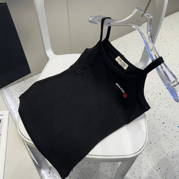 CAMISOLE 613779 IN BLACK COTTON RIBBED