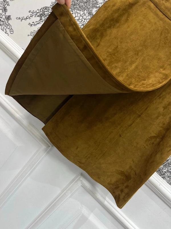 MIU MAHOGANY DOWN GOATSKIN SUEDE SKIRT 274613