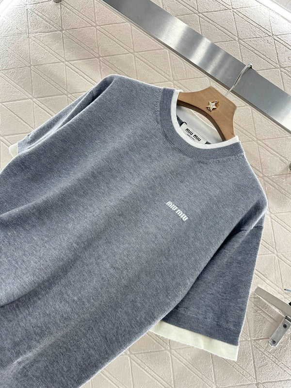 MIUMIU SHORT-SLEEVE KNIT TOP 276490