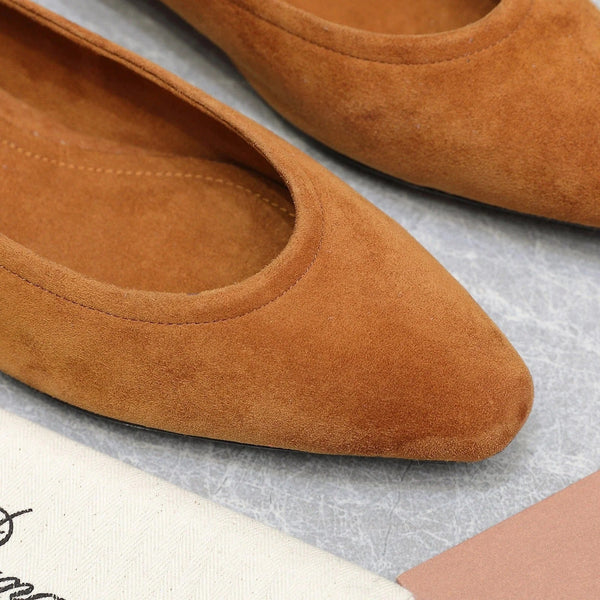 Classic Ballet Shoes In Bronze Brown Suede