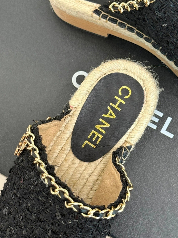 CC Mules 25ss 30 Mm In White Lambskin Mix Pastel Pink Tweed