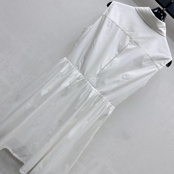 MIU 25S PLEATED VEST DRESS WITH LAPEL COLLAR 264505