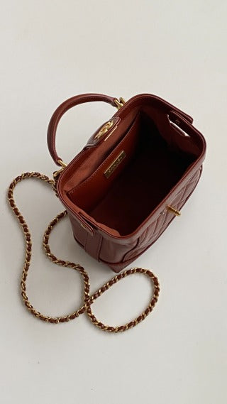 CC Mini Top Handle 18cm Red Leather Gold Hardware