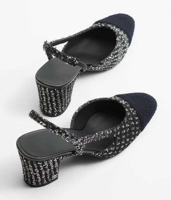 slingbacks black 65 iridescent tweed