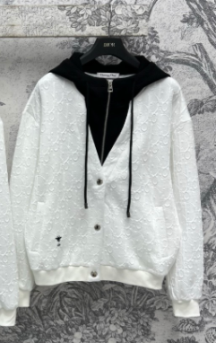 CD 25 Embossed Hoodie Jacket Polyester