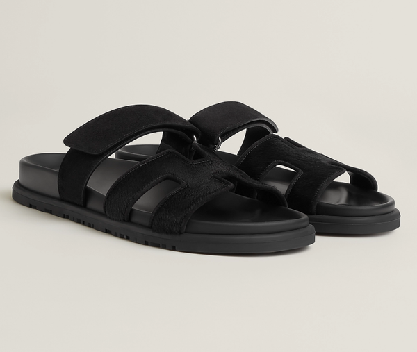 HM 2025 Chypre Sandals Black Suede Calfskin