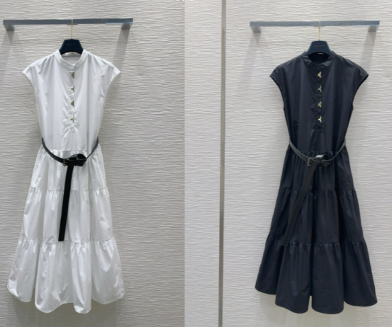 LV 25 Abito gilet semplice ed elegante in cotone bianco nero