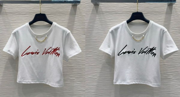 LV 25 Simple Generous T-shirt White Red Black Cotton