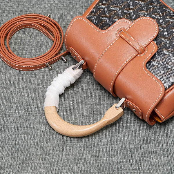 BORSA MINI SAIGON SOUPLE IN TELA NERA E MARRONE CHIARO