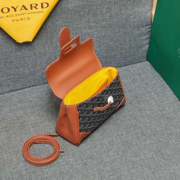 BORSA MINI SAIGON SOUPLE IN TELA NERA E MARRONE CHIARO