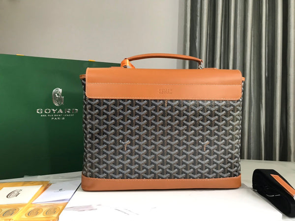 BORSA GOYARD CITADIN 38CM TELA NERA E MARRONE CHIARO