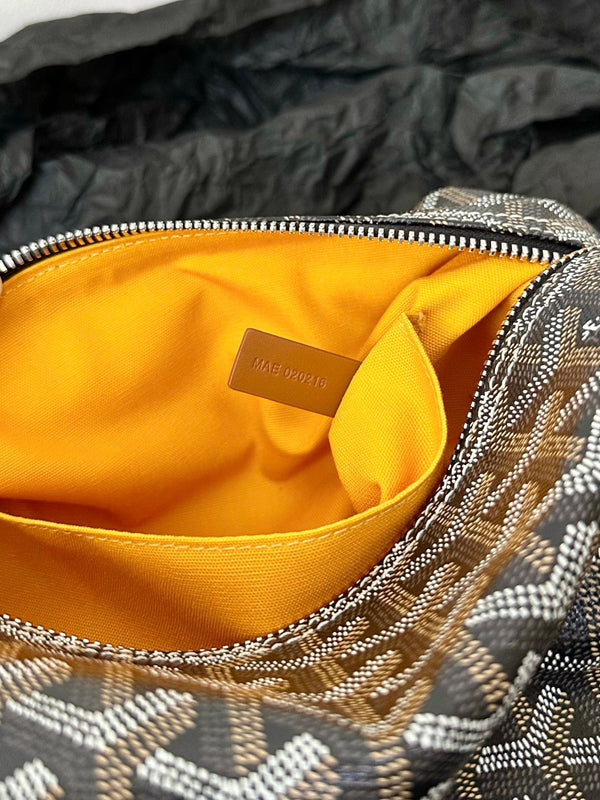 BORSA PER COSMETICI GOYA 24 CM IN TELA NERA E MARRONE CHIARO