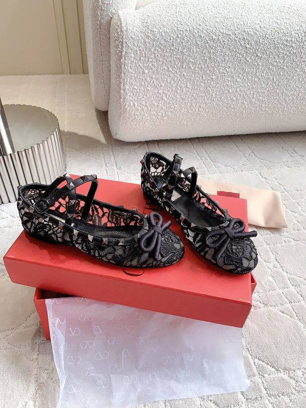 Ballerina Rockstud in rete nera