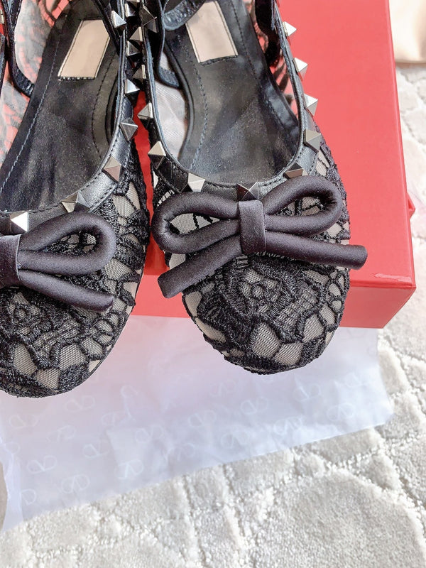 Ballerina Rockstud in rete nera