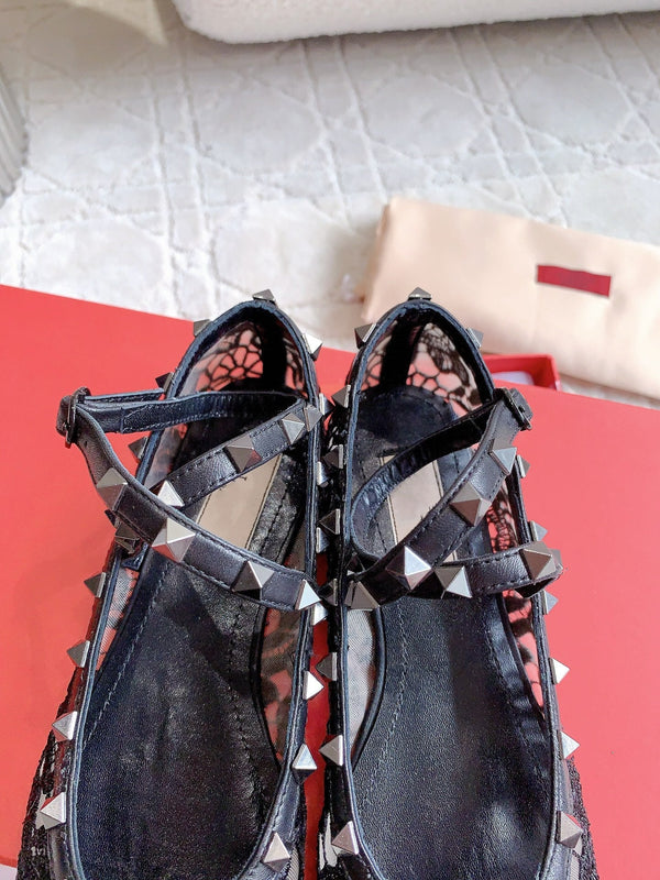 Ballerina Rockstud in rete nera