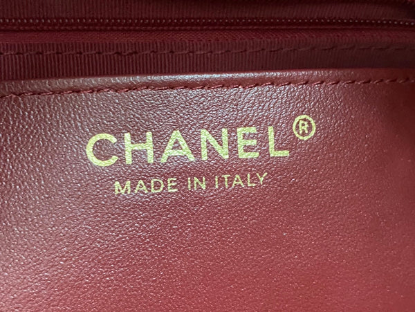 CC 2Way Chain Shoulder Tote Bag Black Leather