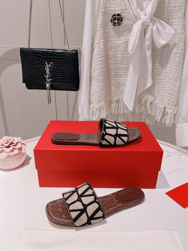 Sandalo Iconograph Canvas Slide Bordeaux Nero Beige