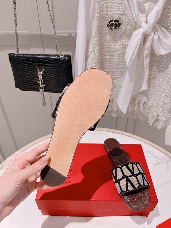 Sandalo Iconograph Canvas Slide Bordeaux Nero Beige