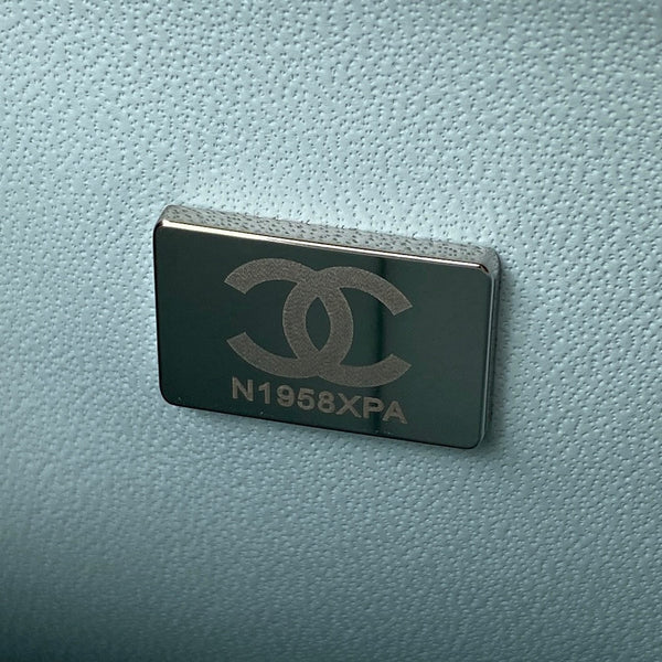 Medium Classic Flap Bag 23cm Light Blue Lambskin Silver Hardware