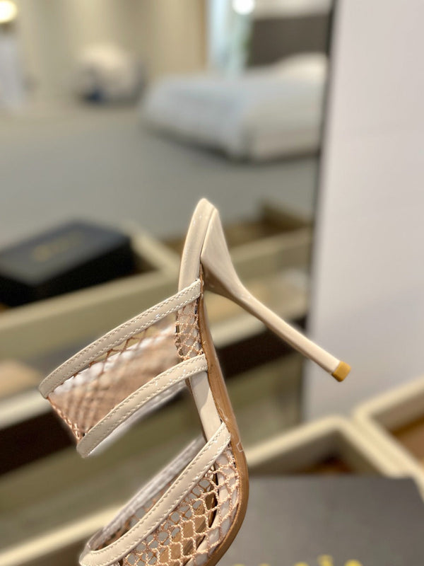 alaia mule 110 fishnet crema cuore pelle di agnello